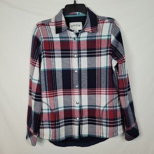 Orvis Shirt Jacket Fleece Lined Flannel Womens S Multi Plaid Shacket Cabincore